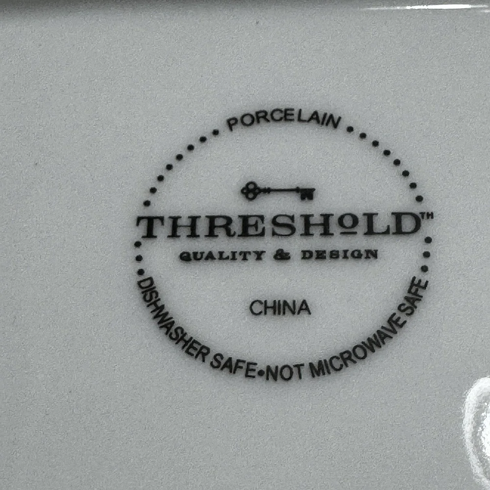 Lot 2 Threshold Porcelain Christmas Tree Rectangular Tray White Gold Pines 8.75